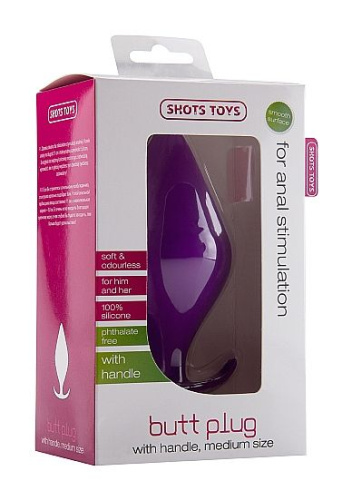 Фиолетовая анальная пробка Butt Plug with Handle Medium - 12 см. фото 3