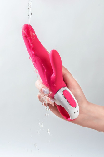 Ярко-розовый вибратор  Satisfyer Mr. Rabbit с клиторальным отростком - 22,1 см. фото 10