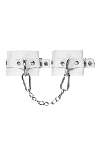 Белые мягкие кожаные наручники с люверсами фото 3 Белые мягкие кожаные наручники с люверсами фото 3
