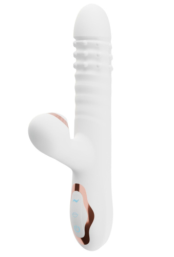 Белый вибратор-кролик с вращающимися шариками и вакуумной стимуляцией Белый вибратор-кролик с вращающимися шариками и вакуумной стимуляцией