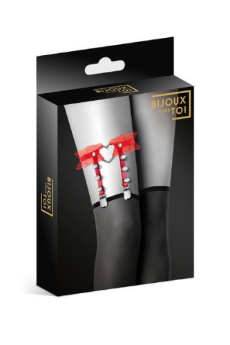 Красная подвязка с сердцем и шипами GARTER WITH HEART фото 2