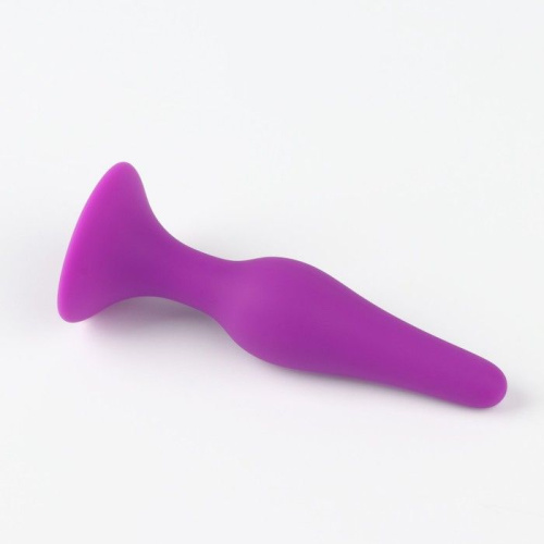 Фиолетовая коническая силиконовая анальная пробка Soft - 10,5 см. фото 2