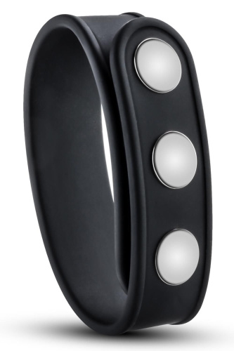 Черное эрекционное кольцо на кнопках Черное эрекционное кольцо на кнопках