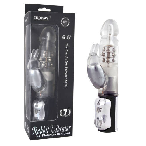 Вибратор Classicle Rabbit Silver с ротацией - 24 см. Вибратор Classicle Rabbit Silver с ротацией - 24 см.