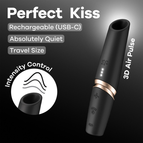 Черный вакуумный стимулятор Perfect Kiss фото 6
