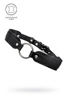 Черный кожаный чокер-ошейник со скруглёнными углами