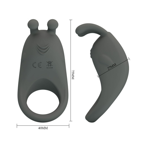 Серое эрекционное кольцо с вибрацией Master Ring фото 4