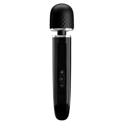 Черный мощный жезловый вибратор с изогнутой ручкой Charming Massager - 24 см. фото 3