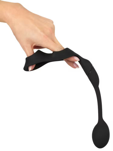 Черное виброкольцо с анальной пробкой Cock Ring with RC Butt Plug фото 5