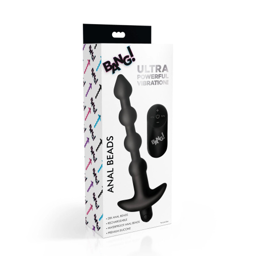 Черные анальные бусы с вибрацией и пультом ДУ 28X Remote Control Vibrating Silicone Anal Beads - 19 см. фото 5