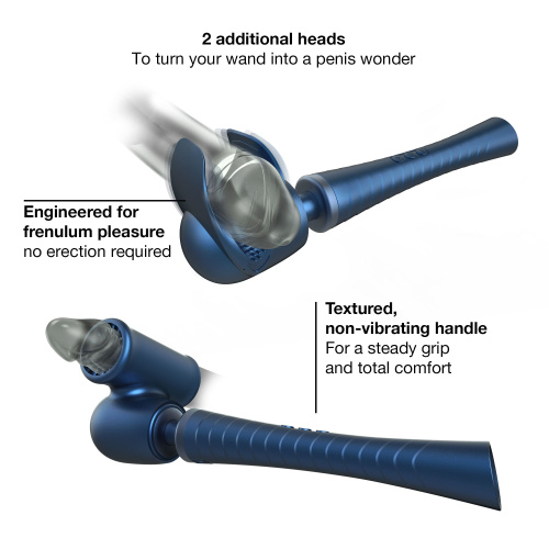 Синий вибромассажёр с насадками Man.wand Edgy фото 3