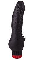 Чёрный виброфаллос с шипами у основания - 22 см.