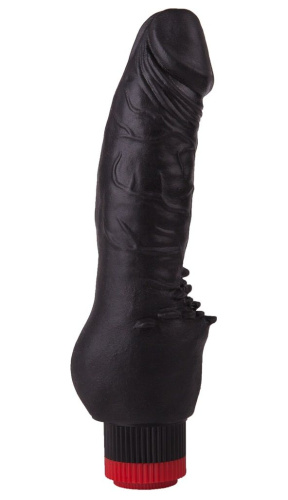 Чёрный виброфаллос с шипами у основания - 22 см.