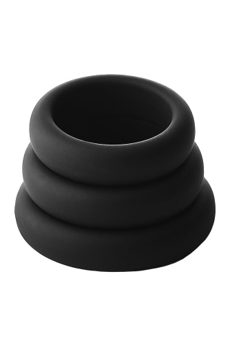 Набор из 3 черных эрекционных колец Smooth Silicone Cockring Pack фото 5