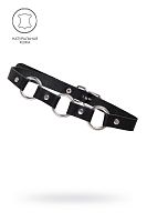 Черный кожаный чокер-ошейник с тремя кольцами