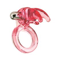 Розовое виброкольцо Triple Clit Flicker