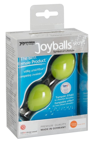 Зелёные вагинальные шарики на чёрной сцепке Joyballs Secret фото 2