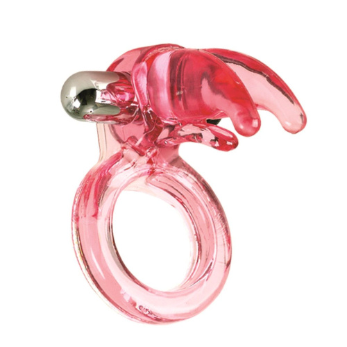 Розовое виброкольцо Triple Clit Flicker