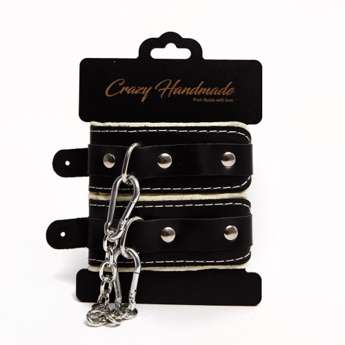 Черные скругленные наручники с мягкой бежевой подкладкой Черные скругленные наручники с мягкой бежевой подкладкой