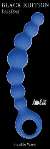 Синяя упругая анальная цепочка Flexible Wand - 18 см. фото 3