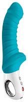 Бирюзовый вибратор с рёбрышками Tiger - 22,3 см.