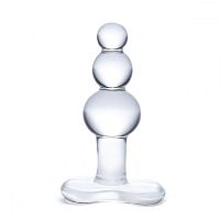 Прозрачная анальная пробка-елочка с 3 шариками Butt Plug with Tapere Base - 11 см.
