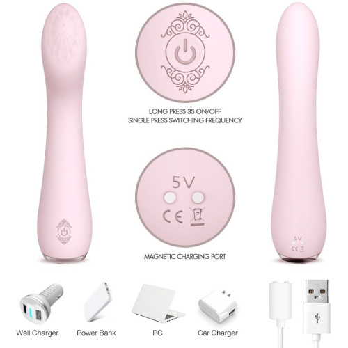 Нежно-розовый вибратор LISA с рельефной головкой - 19,3 см. фото 3