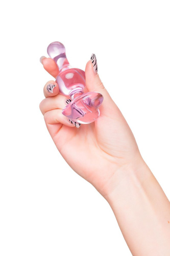 Розовая фигурная анальная втулка - 9,8 см. фото 5