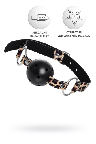 Черный кляп-шар на леопардовых ремешках Anonymo фото 2