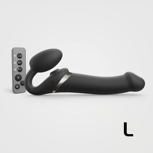 Черный безремневой страпон Multi Orgasm Size L с клиторальной стимуляцией фото 3