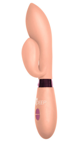 Бежевый вибратор Gina с клиторальным отростком - 20 см. Бежевый вибратор Gina с клиторальным отростком - 20 см.