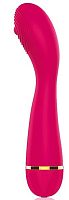 Малиновый изогнутый ребристый вибромассажер с 20 режимами вибрации - 16 см.