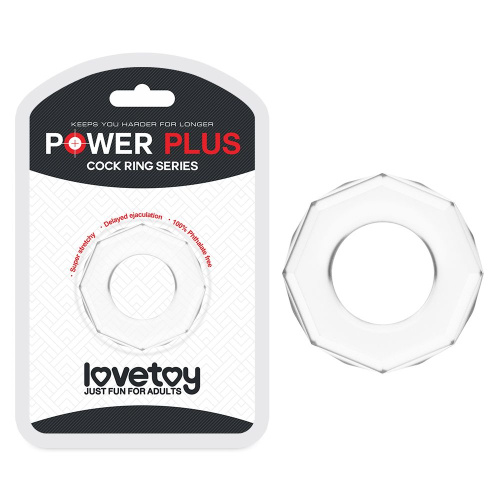 Прозрачное эрекционное кольцо с гранями POWER PLUS Cockring фото 2