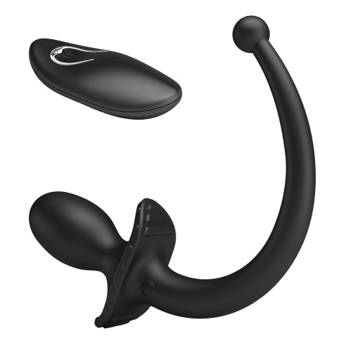 Черная анальная вибропробка с хвостом и пультом ДУ фото 5 Черная анальная вибропробка с хвостом и пультом ДУ фото 5