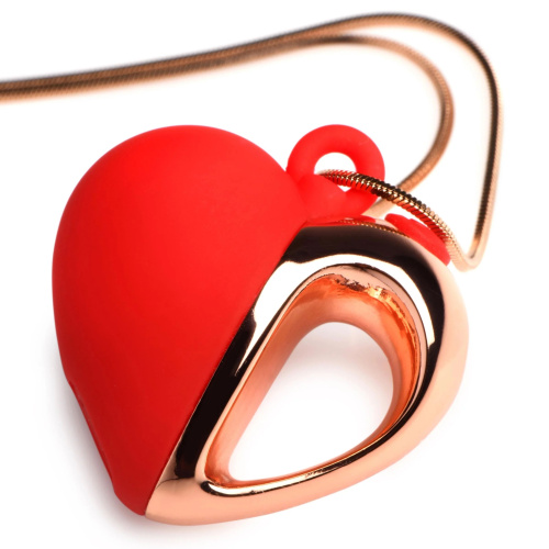 Красное ожерелье с подвеской-вибратором 10X Vibrating Silicone Heart Necklace фото 2