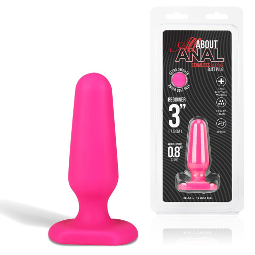 Розовый анальный плаг из силикона Seamless Silicone Butt Plug - 7,5 см. фото 2