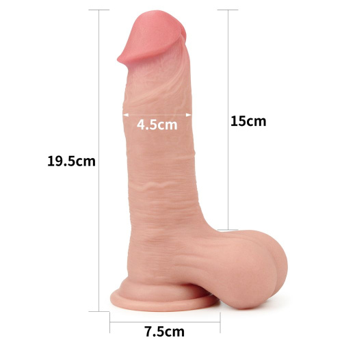Телесный фаллоимитатор Sliding Skin Dual Layer Dong - 19,5 см. фото 2