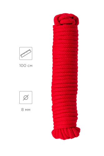 Красная текстильная веревка для бондажа - 1 м. фото 10