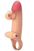 Телесная вибронасадка на пенис с подхватом мошонки - 20 см.