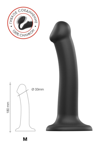 Черный фаллос на присоске Silicone Bendable Dildo M - 18 см. фото 7
