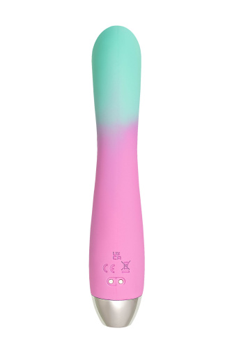 Мятно-розовый вибратор для точки G с клиторальным отростком Orchid - 21 см. фото 3