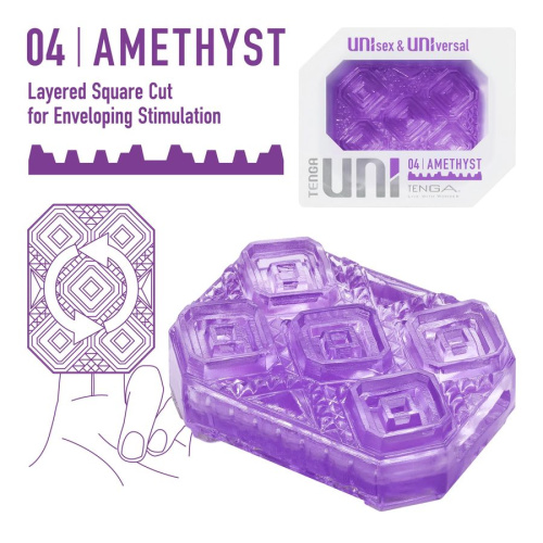 Фиолетовый мастурбатор-стимулятор Tenga Uni Amethyst фото 4