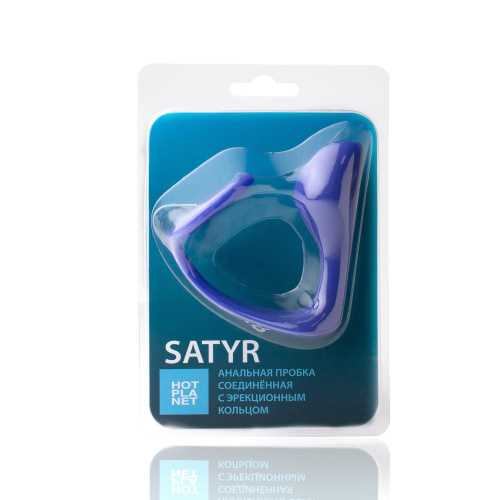 Синее эрекционное кольцо c анальным стимулятором Satyr фото 4