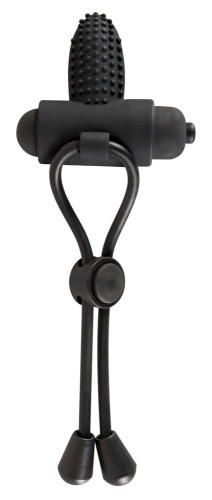 Чёрно лассо на пенис BLACK VELVETS с вибрацией фото 3