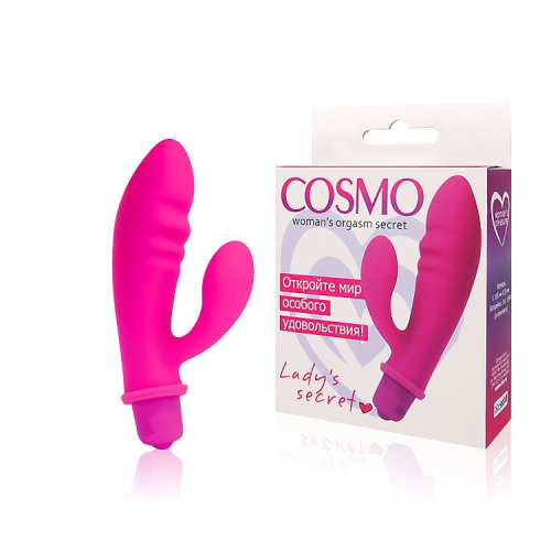Розовый вибромассажер Cosmo с отростком - 8,5 см. фото 2