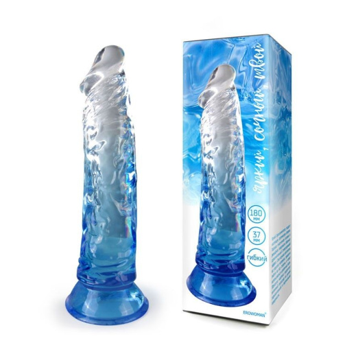 Синий гибкий фаллоимитатор - 20,5 см. фото 2