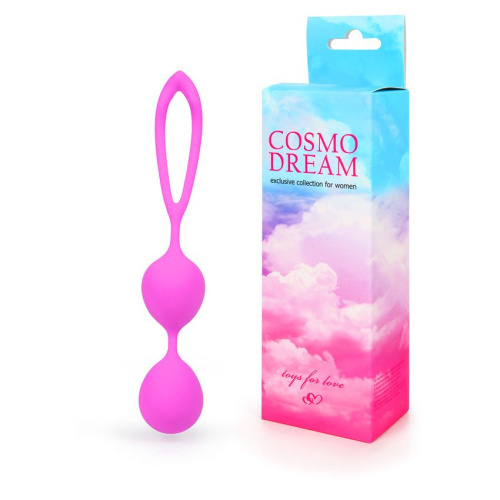 Розовые силиконовые вагинальные шарики с петлей - 17 см. фото 2