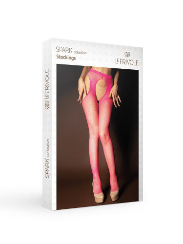 Розовые колготки с вырезами и искрящимися стразами фото 2