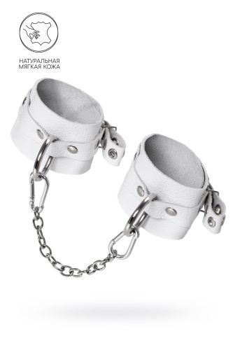 Белые мягкие кожаные оковы с люверсами Белые мягкие кожаные оковы с люверсами
