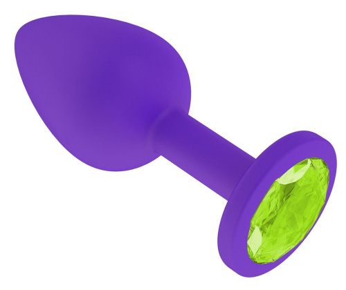 Фиолетовая силиконовая пробка с лаймовым кристаллом - 7,3 см. фото 2